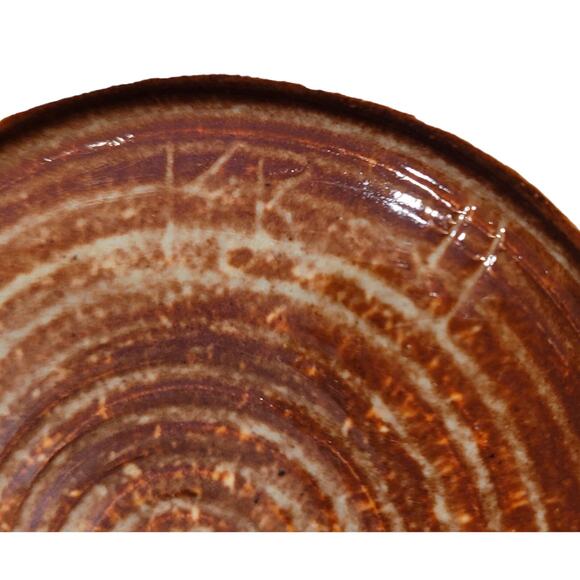 Art Pottery Brown striped and white drip glaze teapot signed - Picture 9 of 13